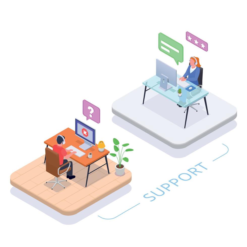 Call Center Helpdesk Isometric Concept vector