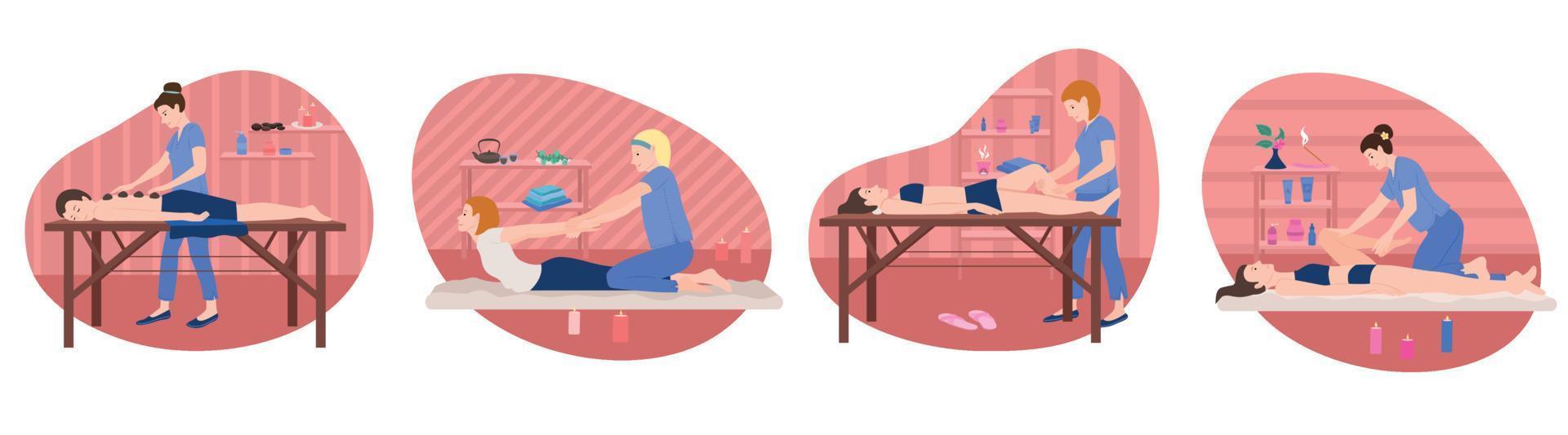 Massage People Compositions Set vector