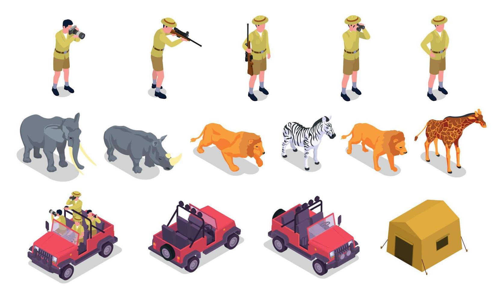 Safari Isometric Icon Set vector