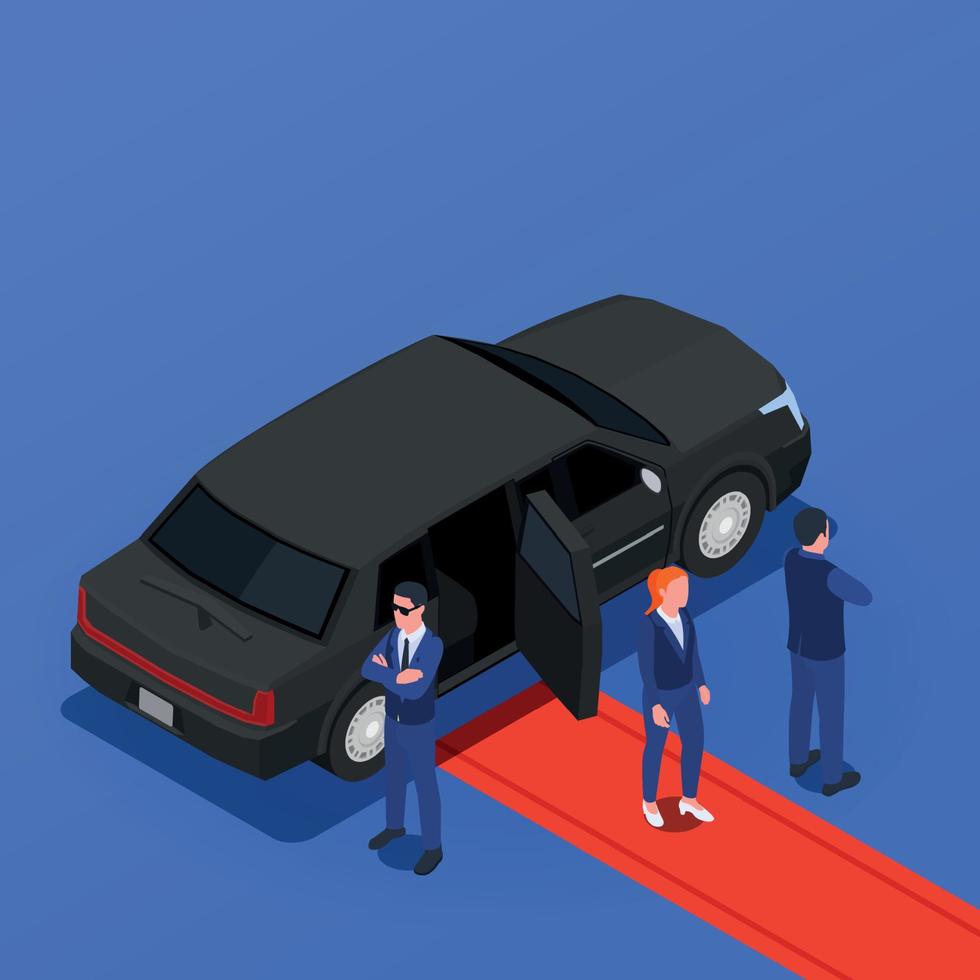 Bodyguards Celebrity Security Isometric Background vector