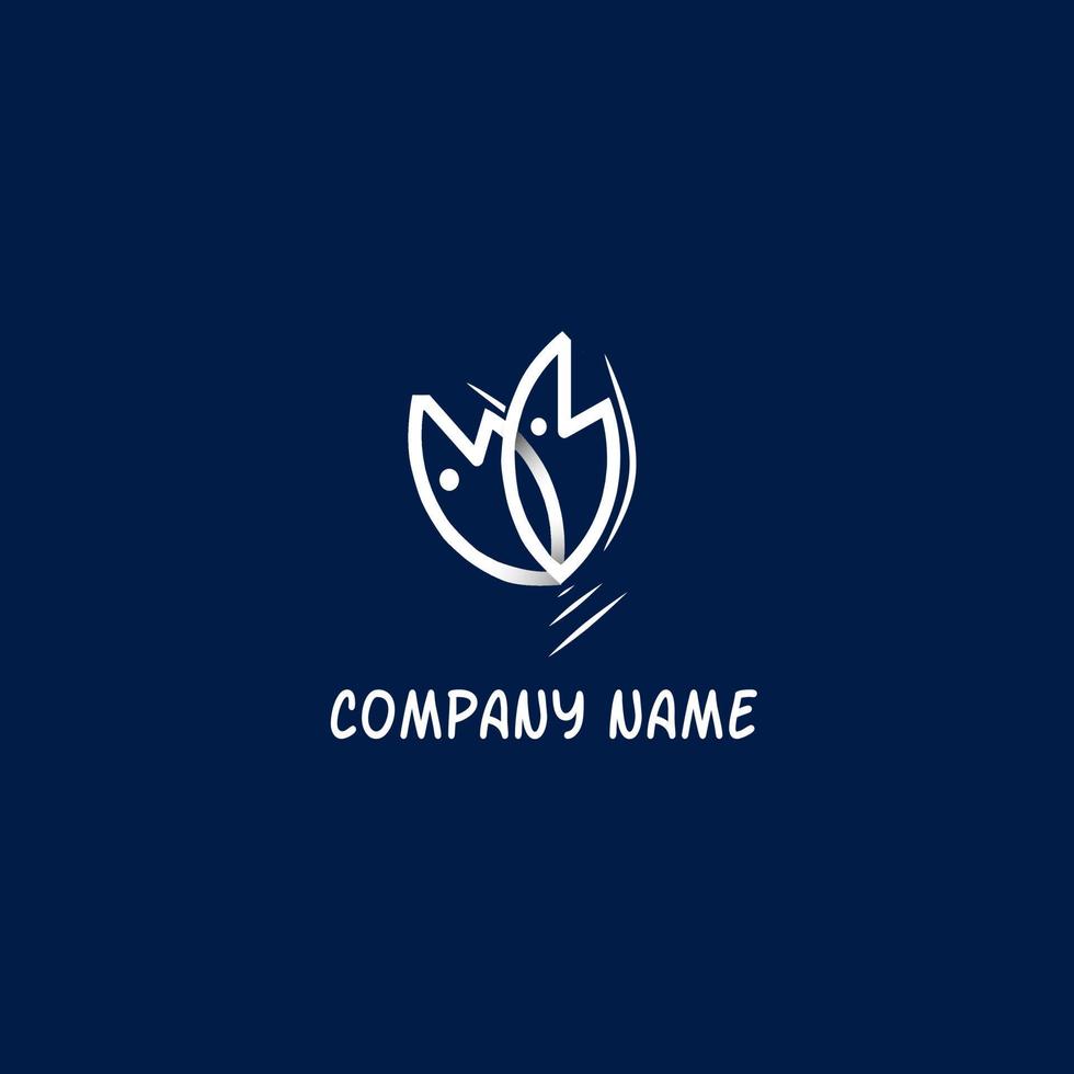 logo design for fish companies or fish shops with the shape of 2 heads of fish vector