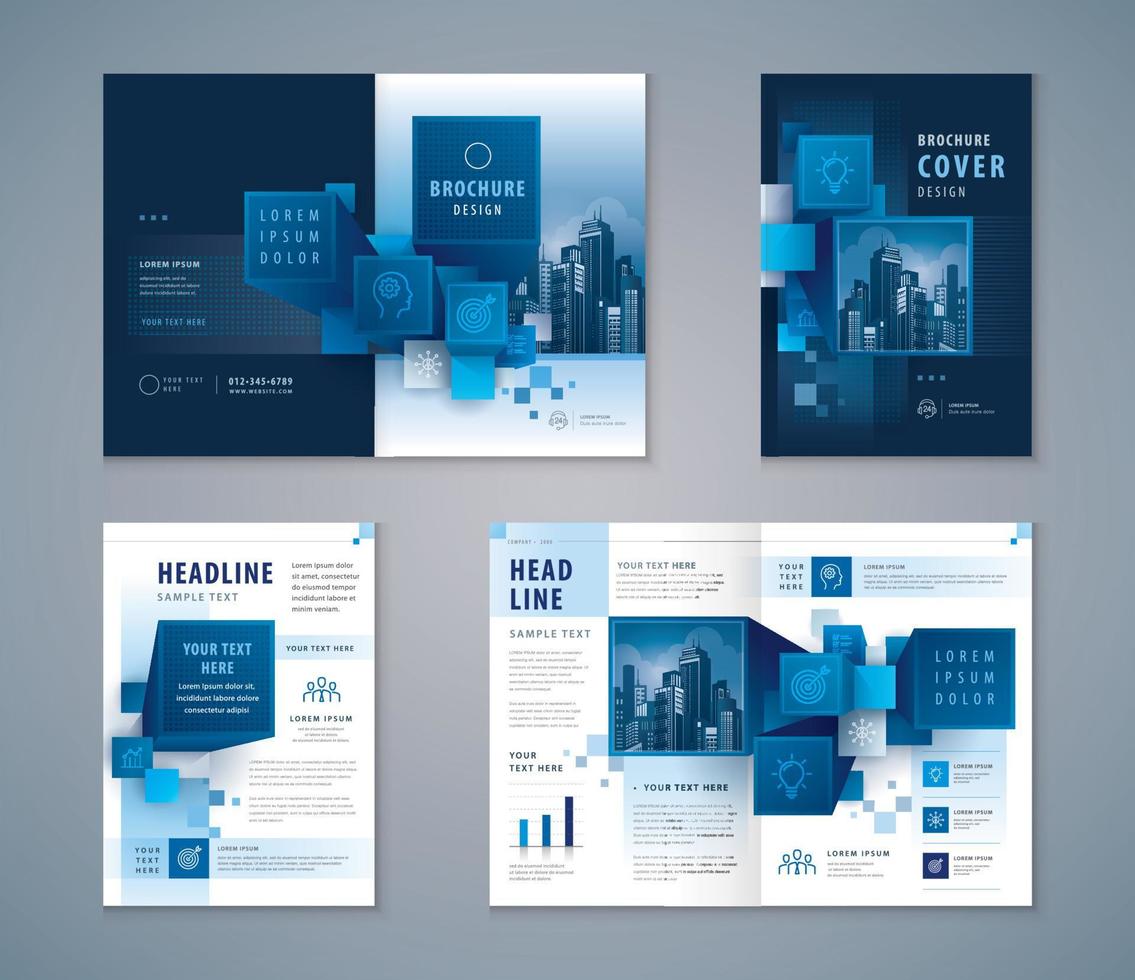 Abstract 3D Cube blocks Background vector Template Brochures, Cover Book Design Set