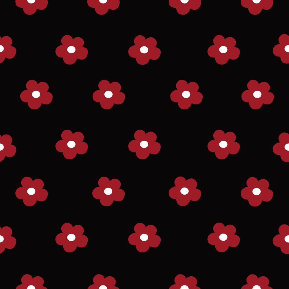 Rad flower pattern black background for fabric vector