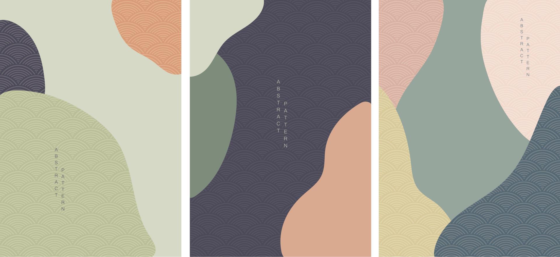 Abstract background with Japanese pattern wave vector. Curve elements template. vector