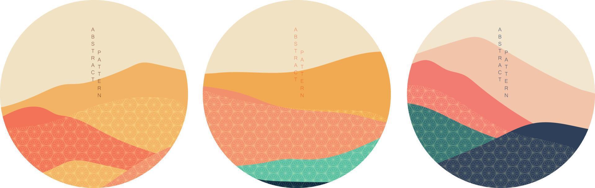 Natural Landscape background with Japanese pattern vector. Geometric template in traditional of Japan. Mountain in Asian poster design. Abstract arts. vector