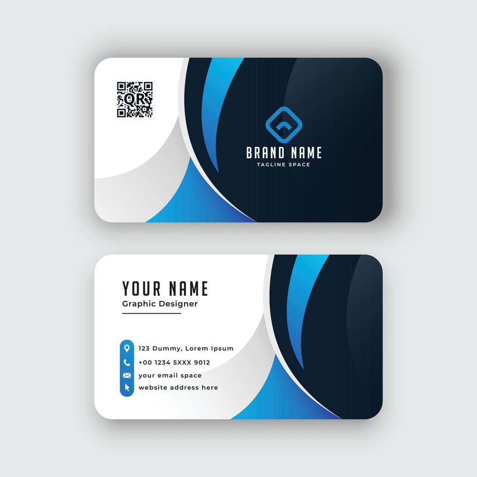 Blue abstract shape business card template vector