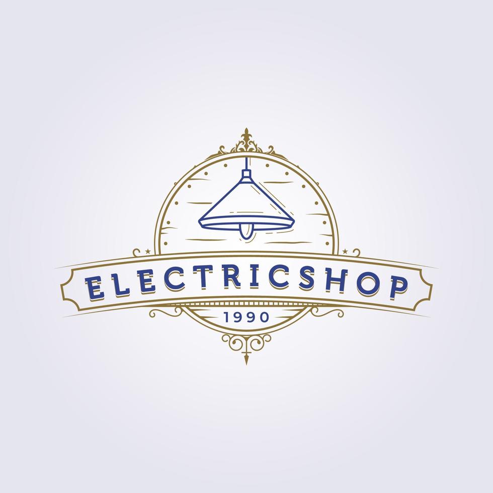 vintage hanging lamp interior furniture logo electric shop logo vector illustration design