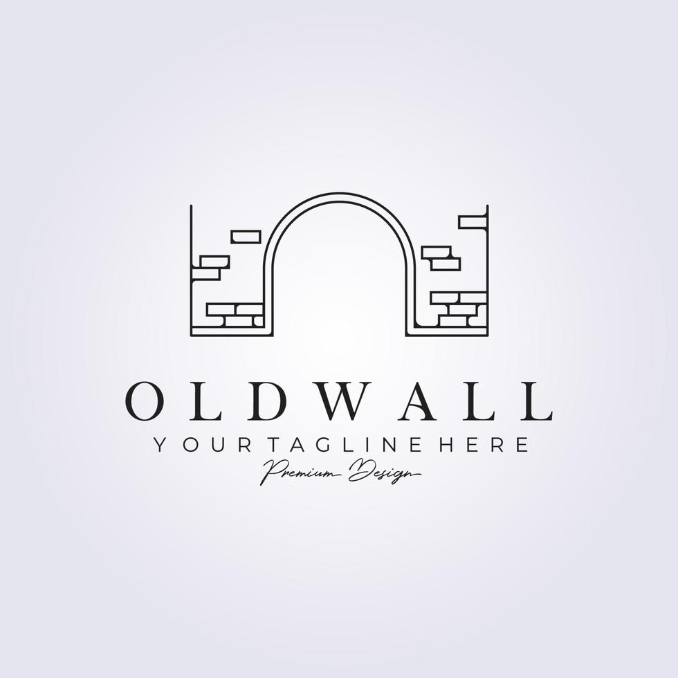 line art old wall vintage brick logo vector old building logo illustration template graphic design