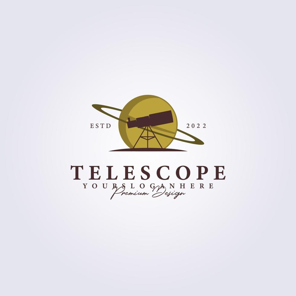 telescopio espacio planeta astronomía logo vector ilustración diseño