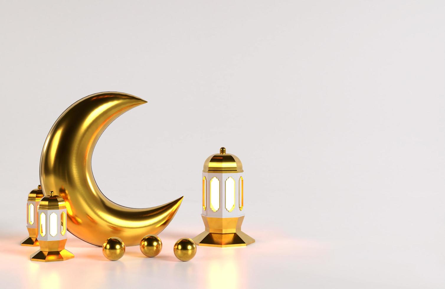 Modern 3 d Islamic holiday banner in gold design. photo