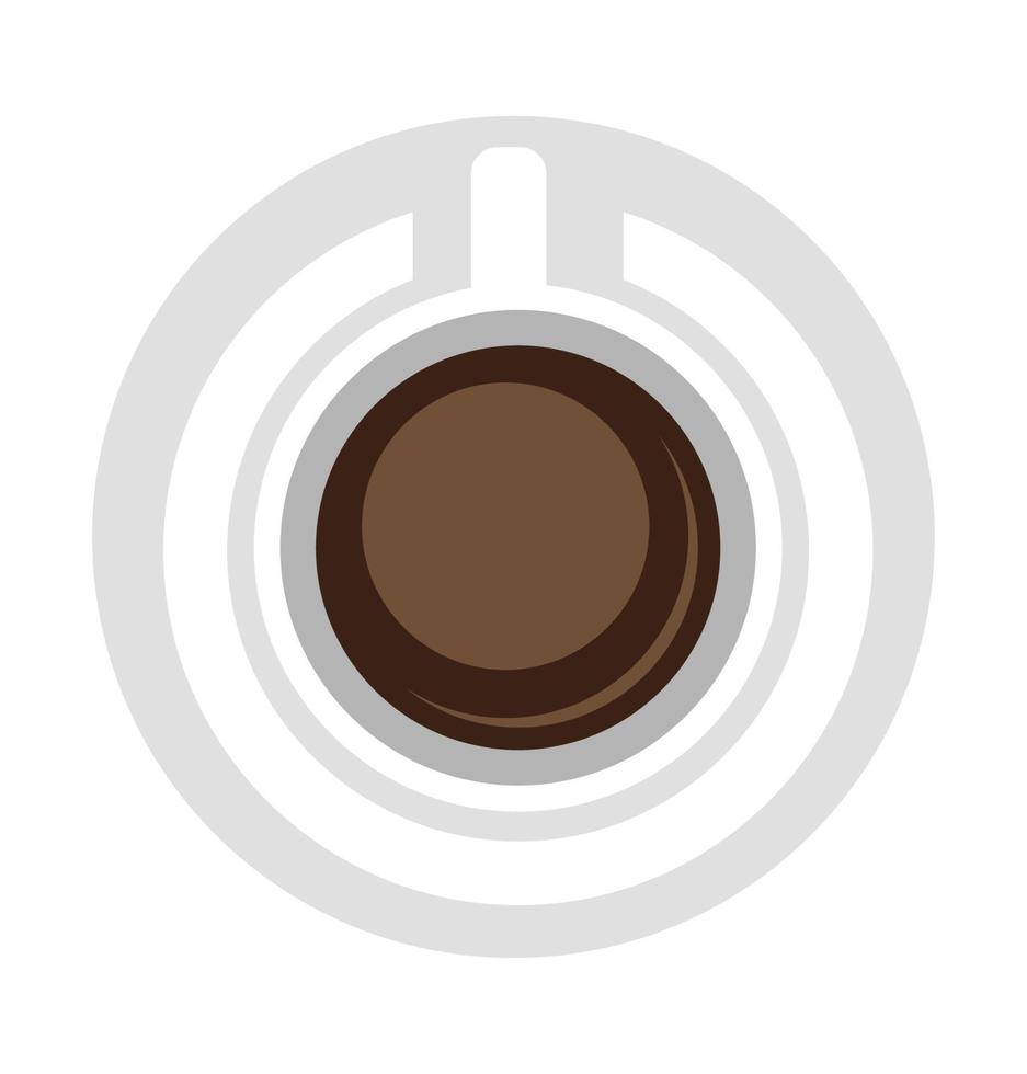 top view of Coffee cup with power on icon vector