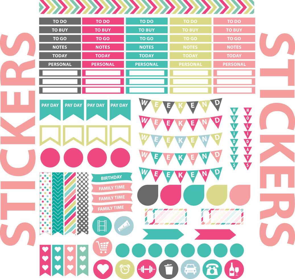 sticker planner todo daily reminder vector