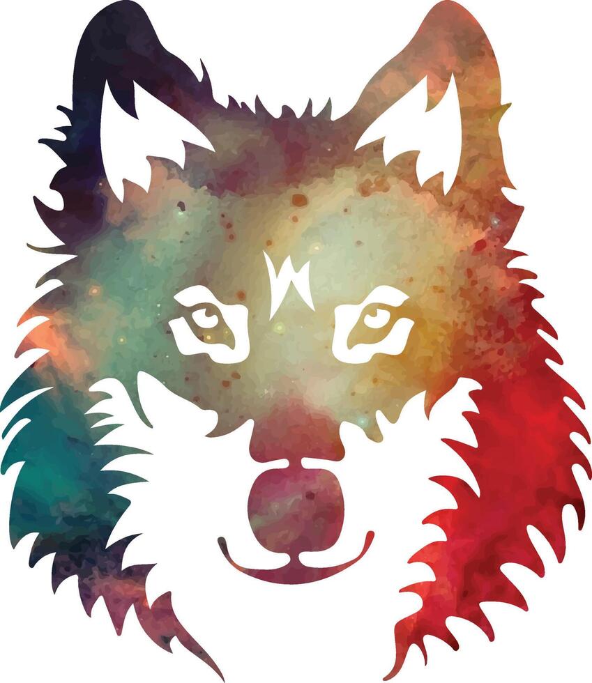 watercolor animal wolf huner shirt vector