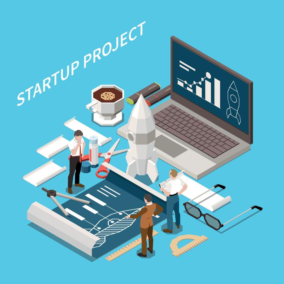 Startup Project Isometric Concept vector