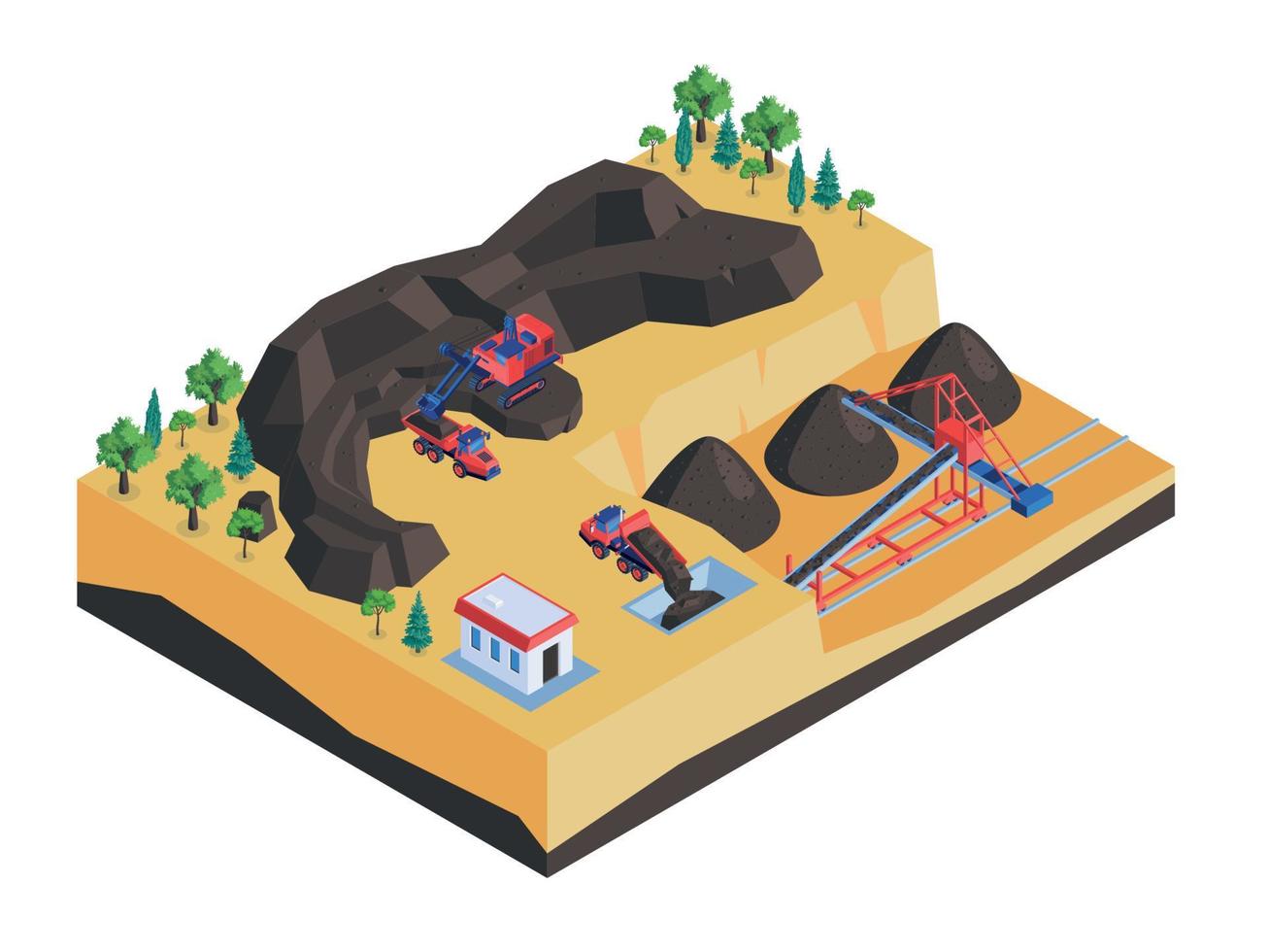 Mine Industry Isometric Composition vector