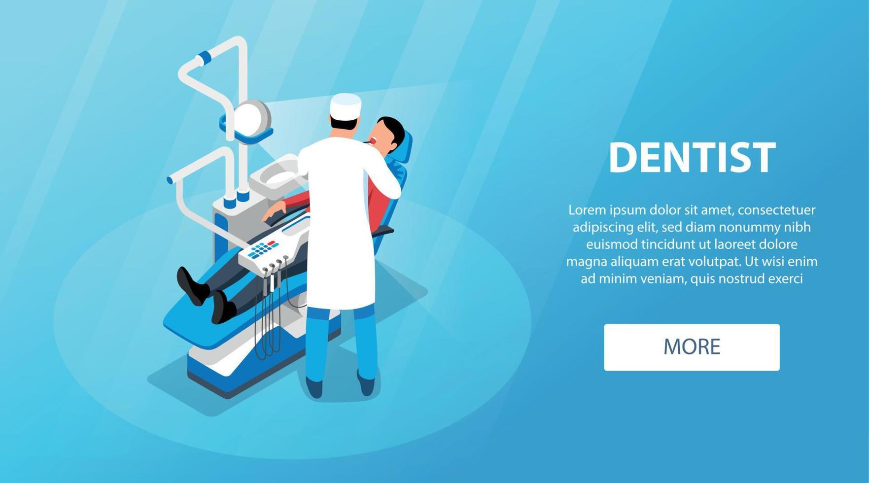 Dentist Isometric Horizontal Banner vector