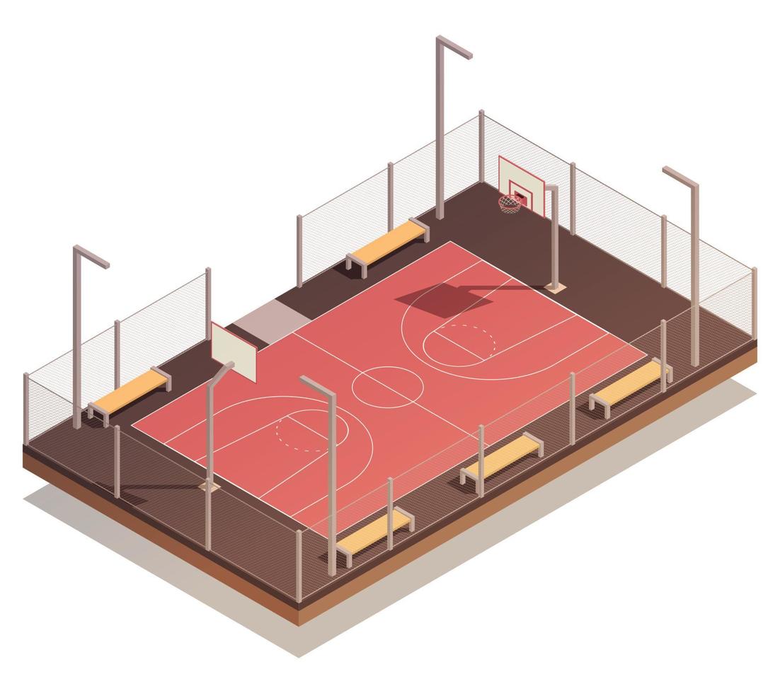 composición de la cancha de baloncesto de la calle vector