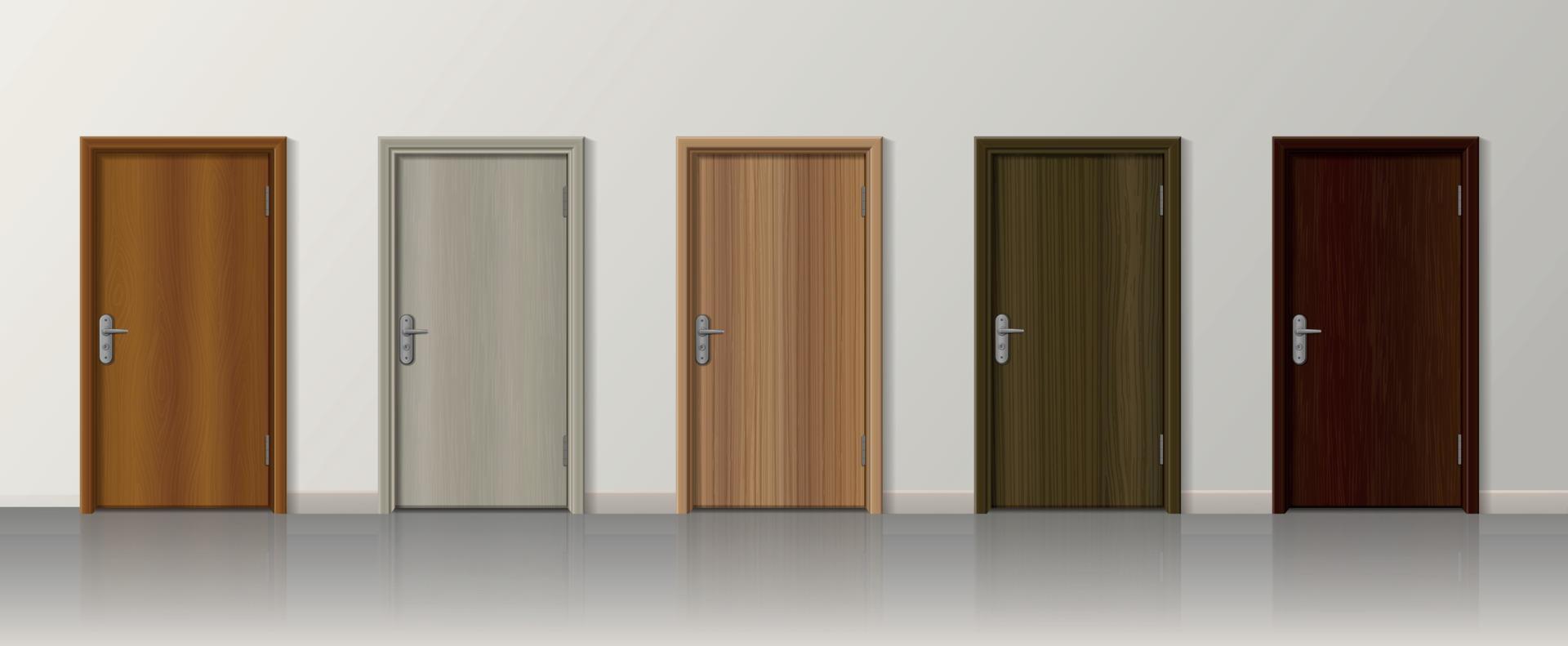 conjunto de puertas de madera realistas vector