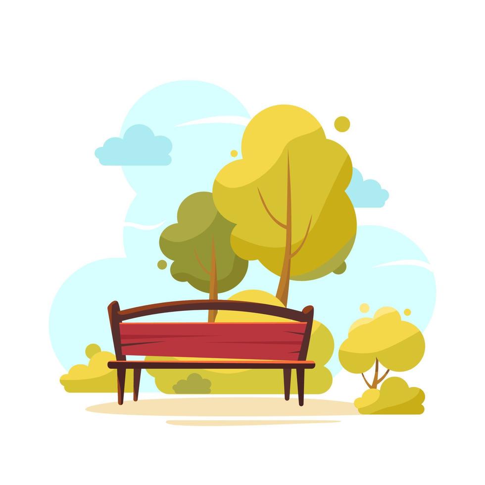 A bench and trees in the park vector
