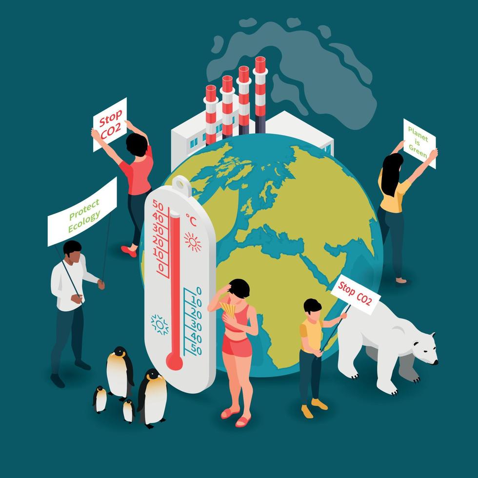 Global Warming Planet Composition vector