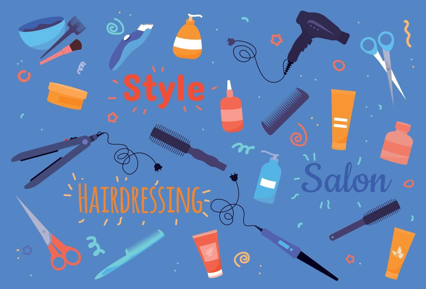 Hairdresser Flat Composition vector