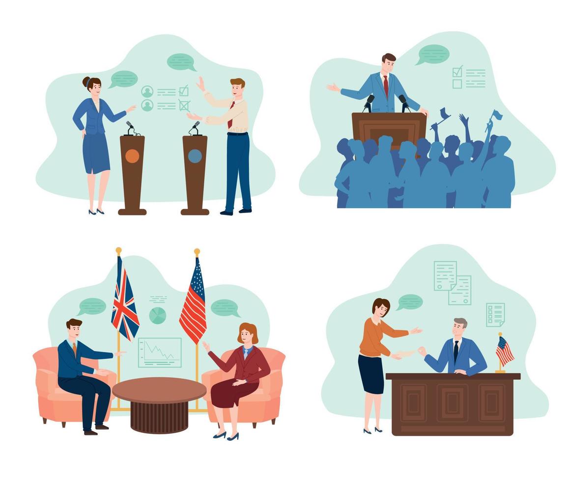 Politicians 2x2 Set vector