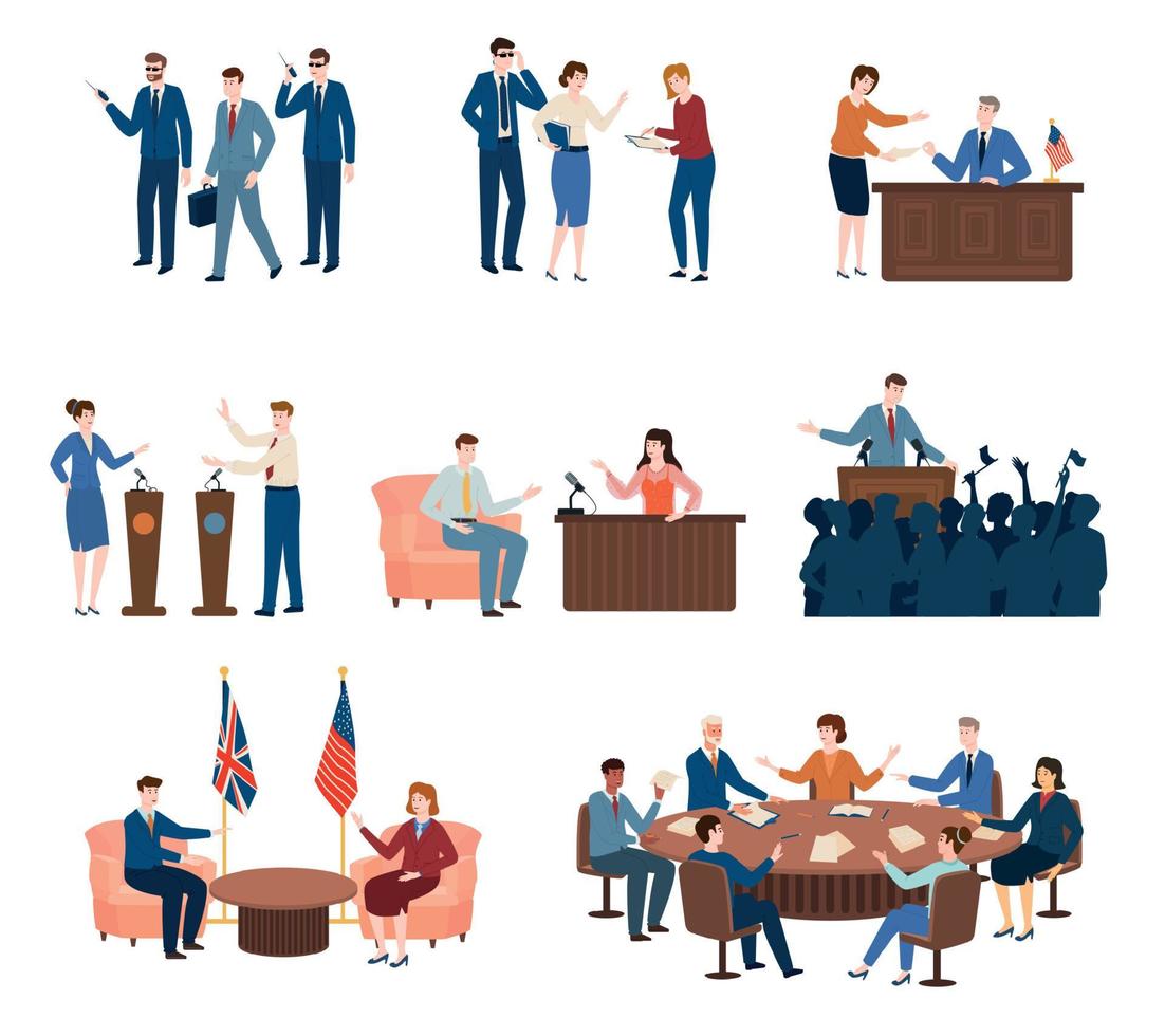 Politicians Flat Set vector