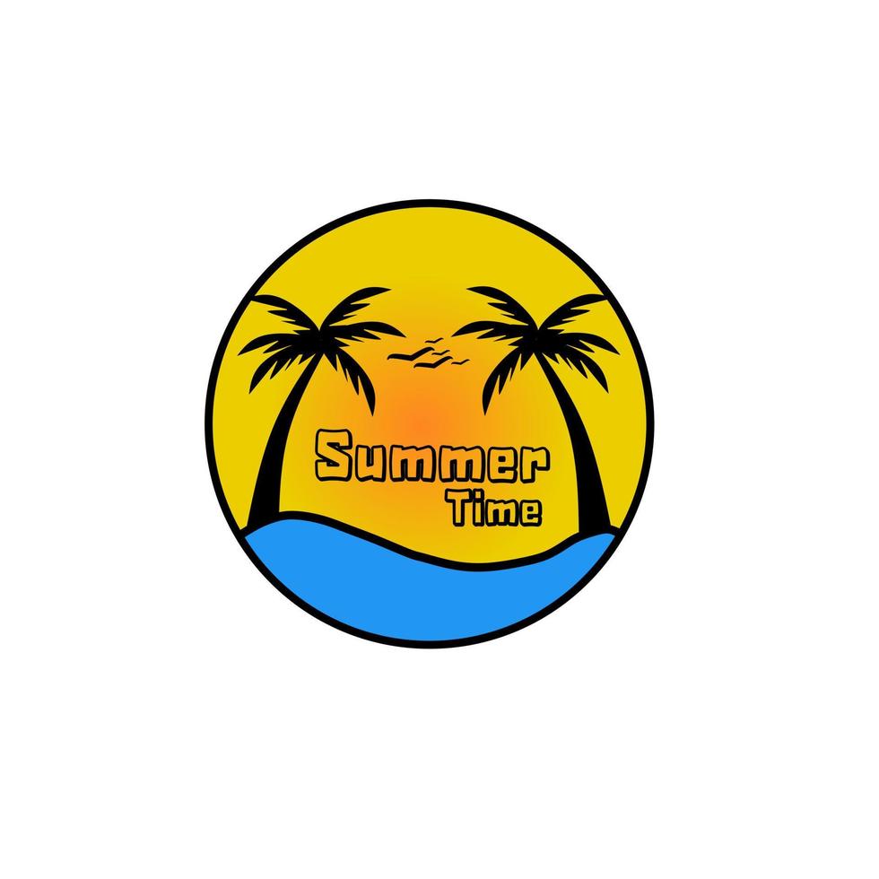 logotipo de verano con temática de playa sobre fondo blanco vector