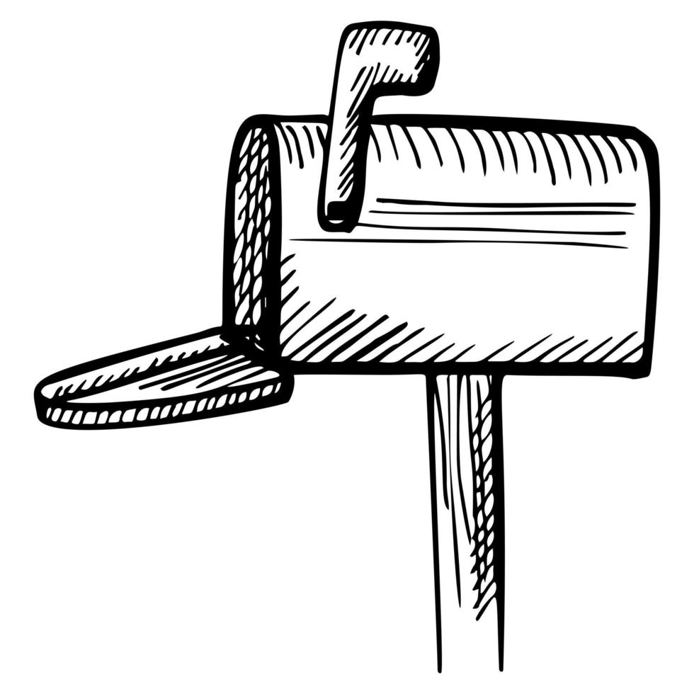 Mailbox sketched isolated. Vintage letterbox in hand drawn style. vector