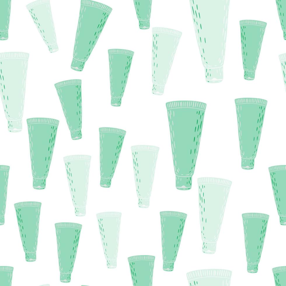 Tube cosmetic cream seamless pattern. Elements spa in doodle style. vector