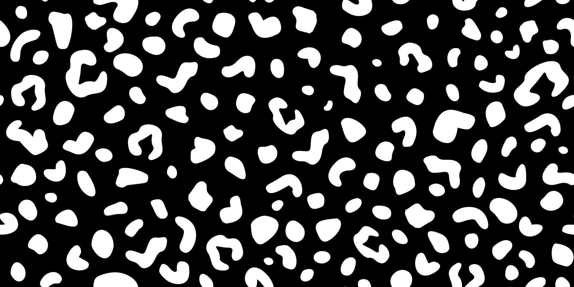 Leopard skin seamless pattern on black background. Retro savannah animals in engraving style. vector