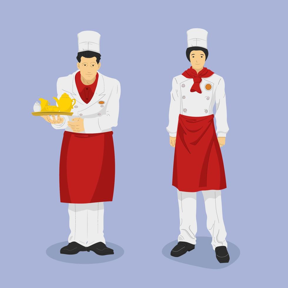 Smiling chef with tray Vector