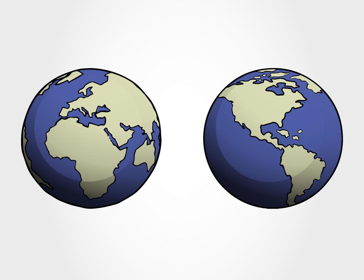 Collection of  earth globes in hand-drawn style Vector