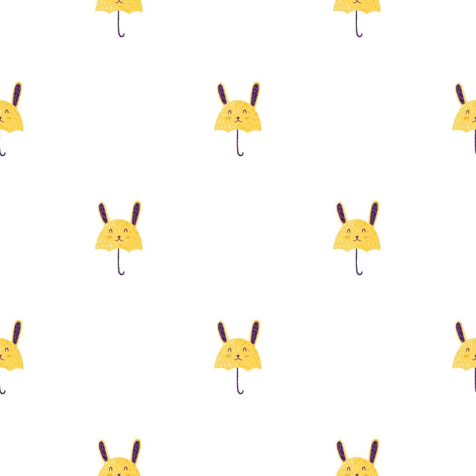 Umbrella bunny seamless pattern. Funny characters background. vector