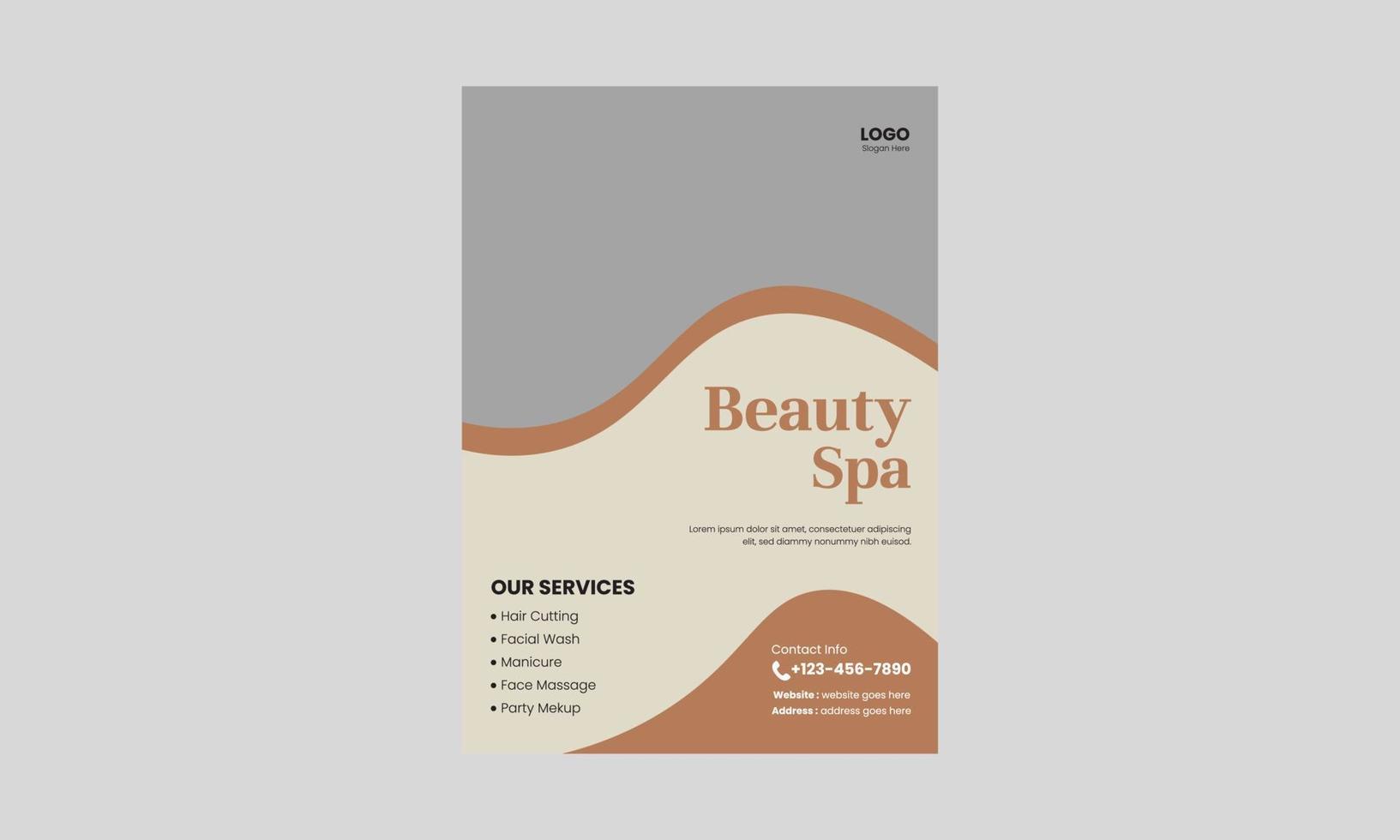 plantilla de diseño de volante de spa, belleza y masajes. diseño de plantilla de volante listo para imprimir de peluquería de spa de belleza. folleto, tamaño a4, folleto, portada, póster, diseño de folleto vector