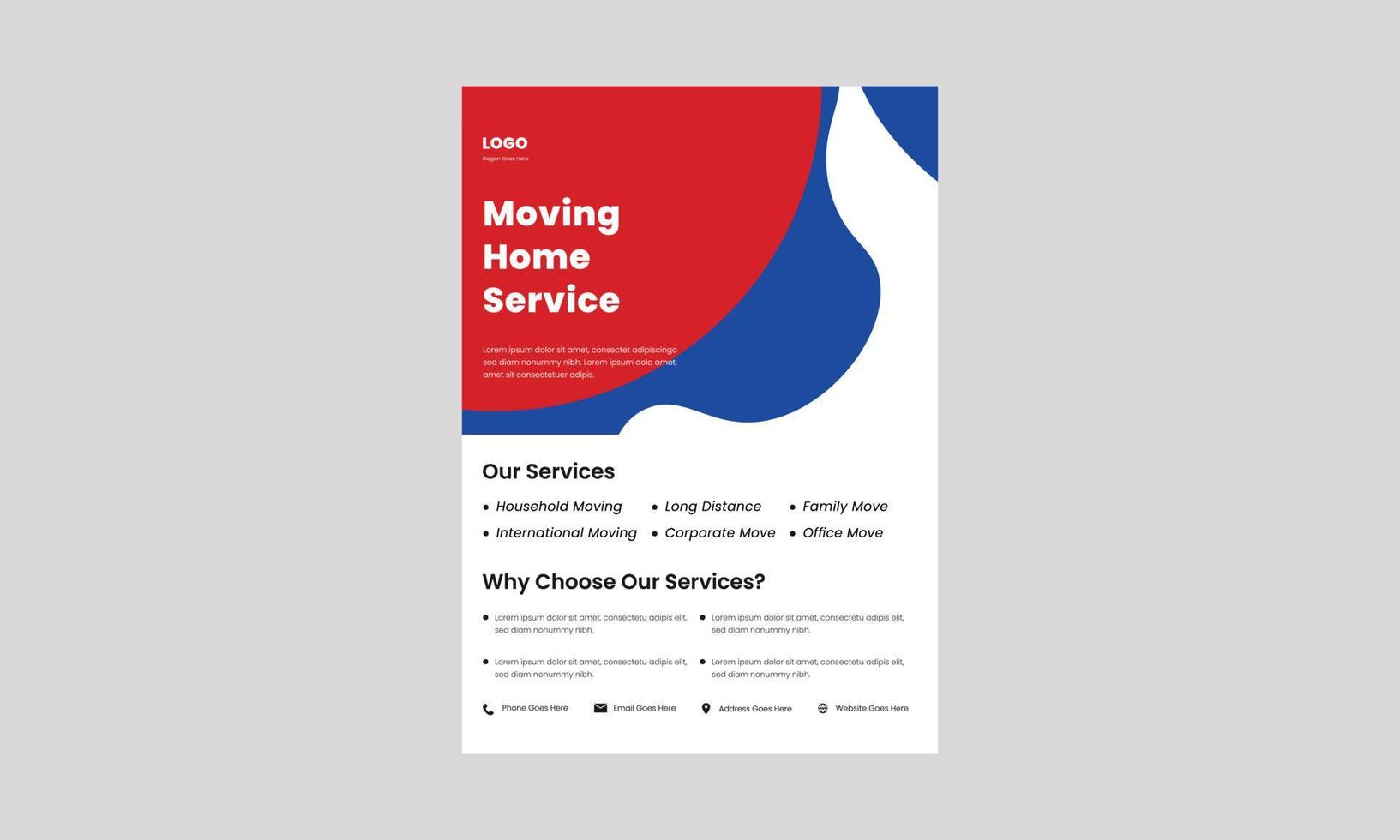 trusted moving experts flyer design template. moving service flyer design in red color. moving made easy and simple flyer design. vector