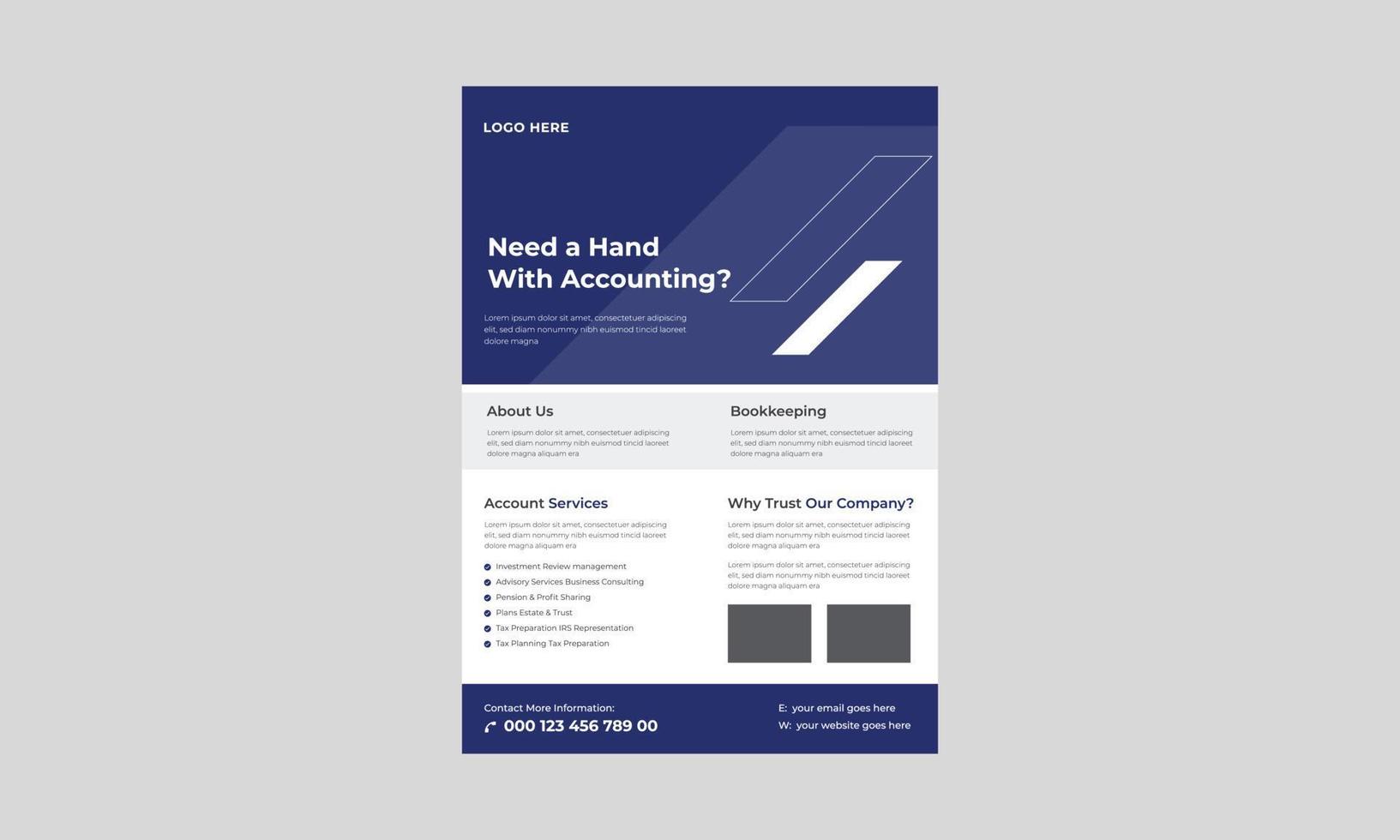 Accounting and Bookkeeping Fleyr Design, Investment Flyer Template, Finance Banking Poster Leaflet Template. Investment Finance Flyer Design vector