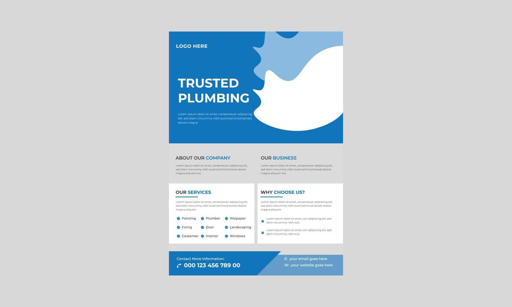 Need A Plumbing Services, Plumber Service Flyer Template, Handyman, plumber flyer design for company, Plumbing service flyer poster design. vector