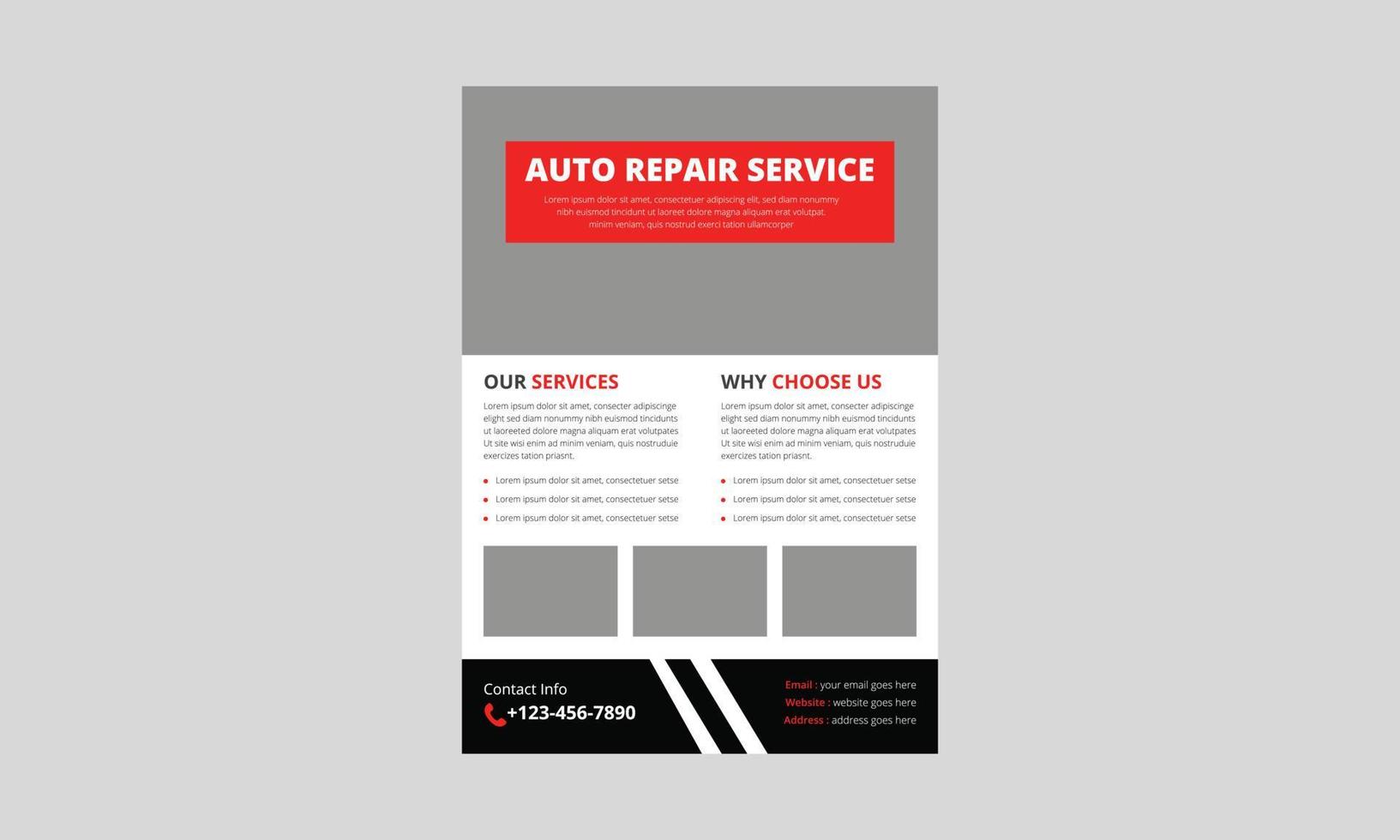 Auto Repair Flyer Template, Automobile Service flyer, Car Repair poster leaflet design, A4 size, cover, flyer, print-ready vector