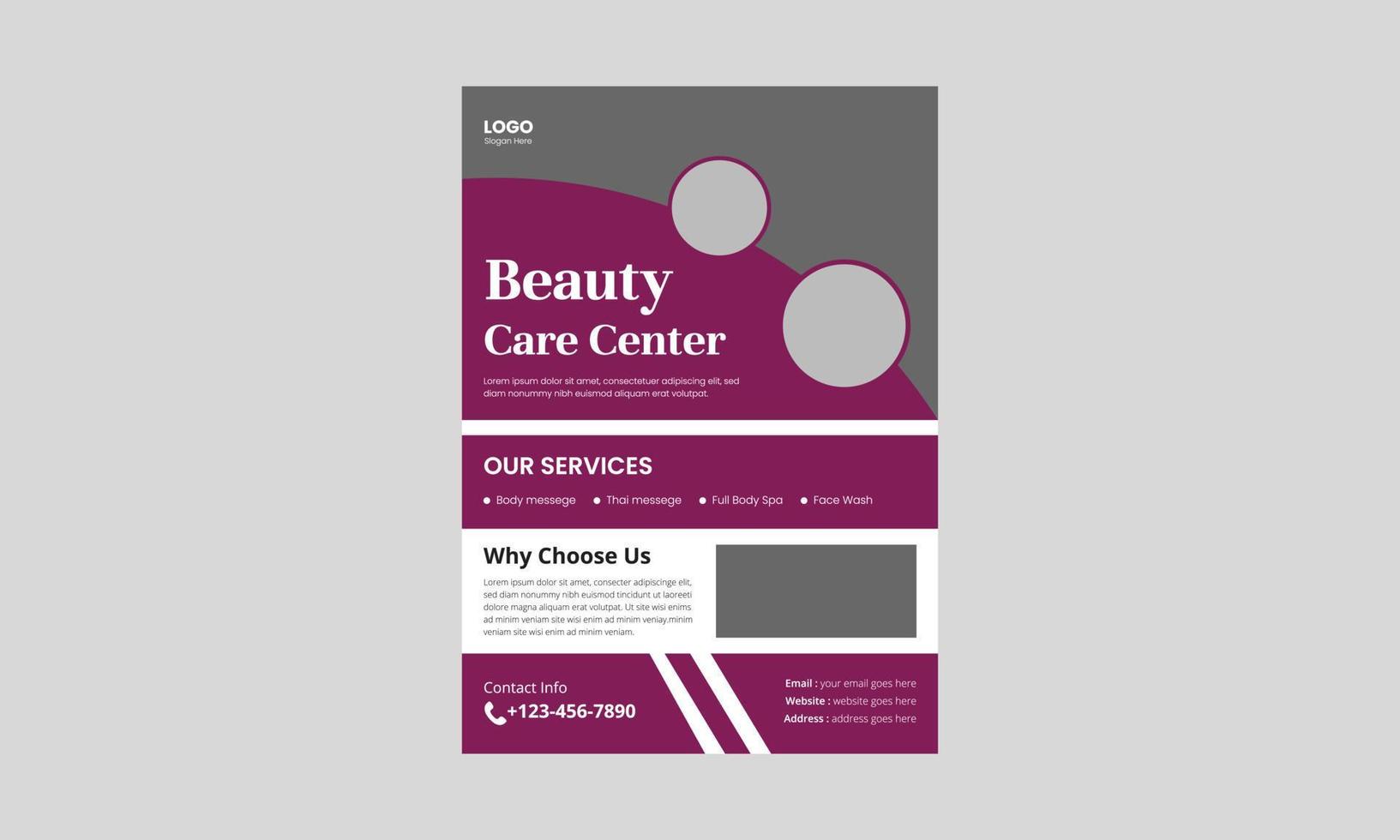 Spa, beauty, and massage flyer design template. Beauty spa hair salon print ready flyer template design. leaflet,  a4 size, flyer, cover, poster, brochure design vector
