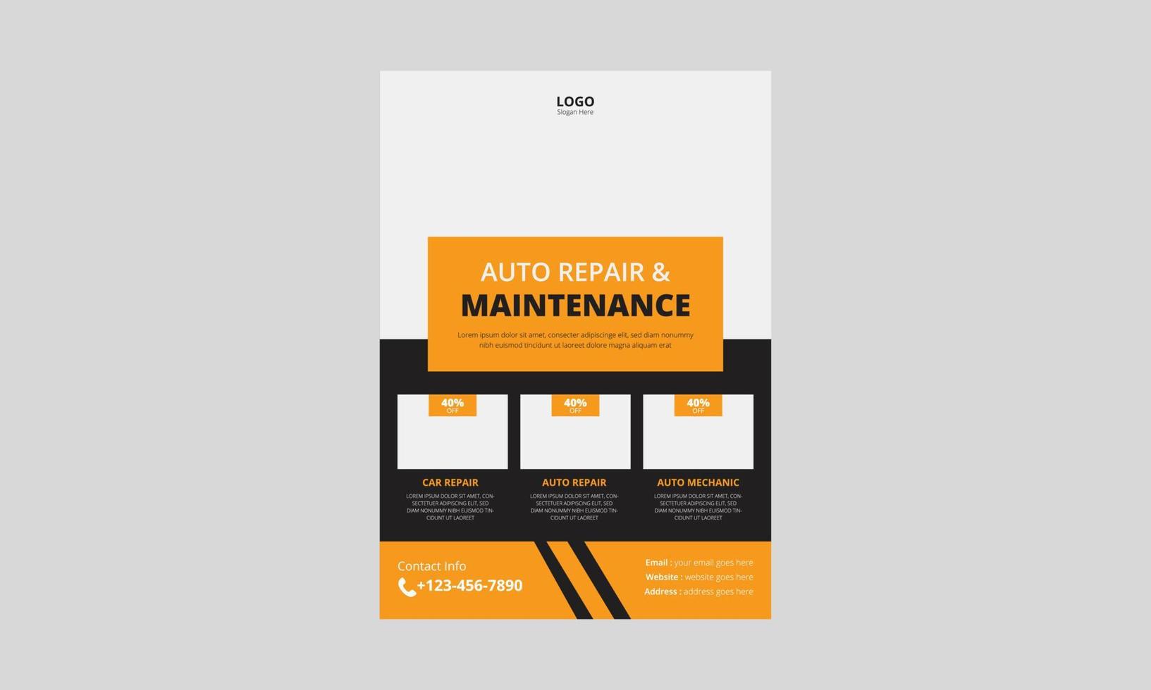 Auto Repair Flyer Template, Automobile Service flyer, Car Repair poster leaflet design, A4 size, cover, flyer, print-ready vector
