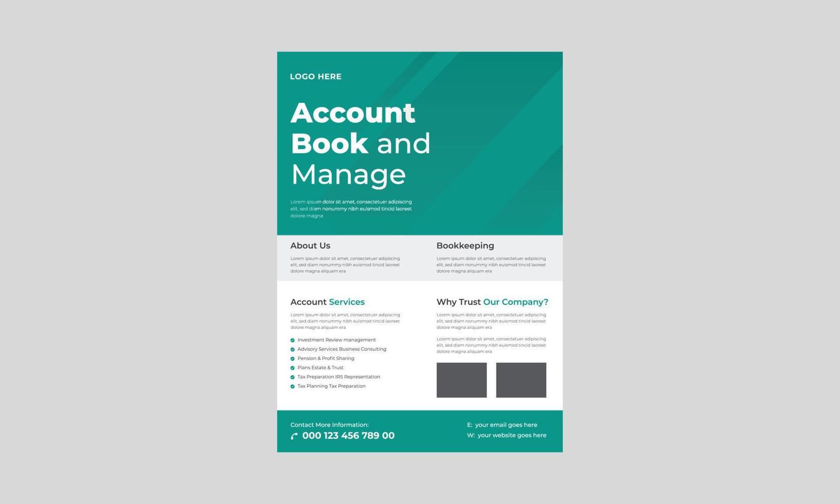 Accounting and Bookkeeping Fleyr Design, Investment Flyer Template, Finance Banking Poster Leaflet Template. Investment Finance Flyer Design vector