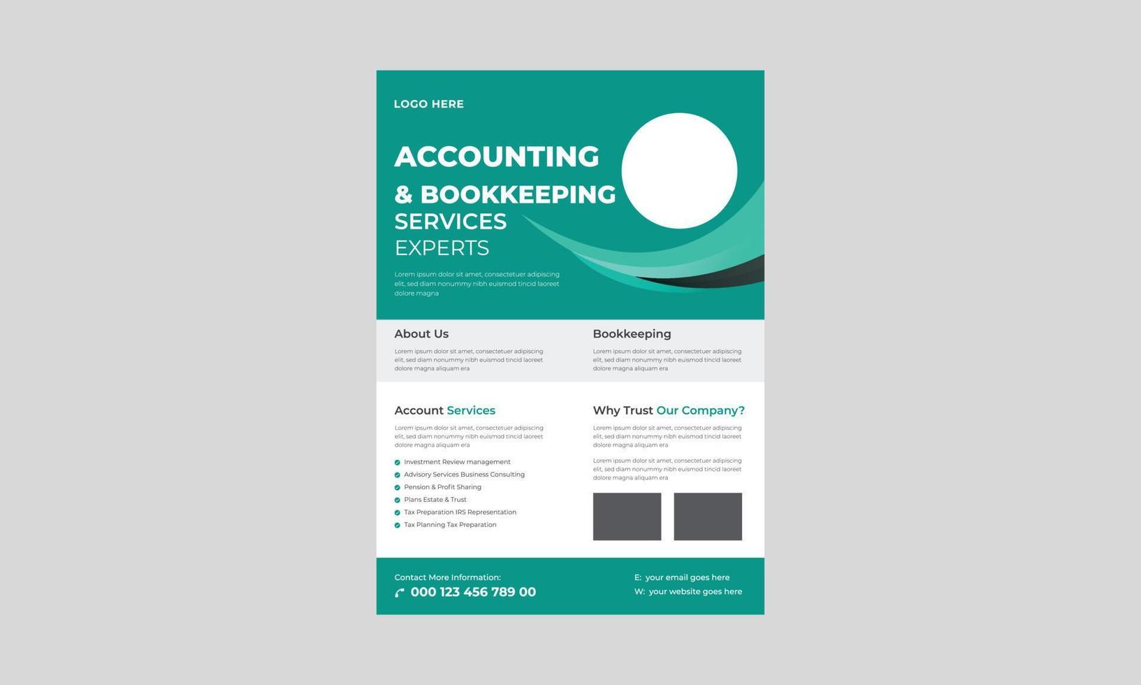 Accounting and Bookkeeping Fleyr Design, Investment Flyer Template, Finance Banking Poster Leaflet Template. Investment Finance Flyer Design vector