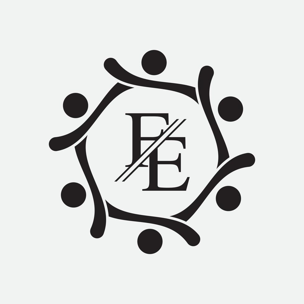 Alphabet letters monogram icon logo FE,EF,E and F vector