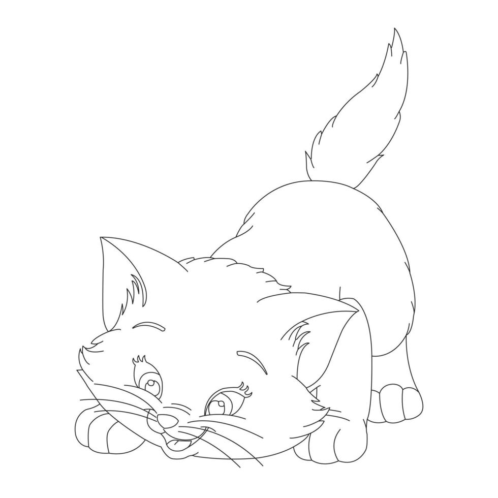 Coloring page outline of cute cat Animal Coloring page cartoon vector illustration