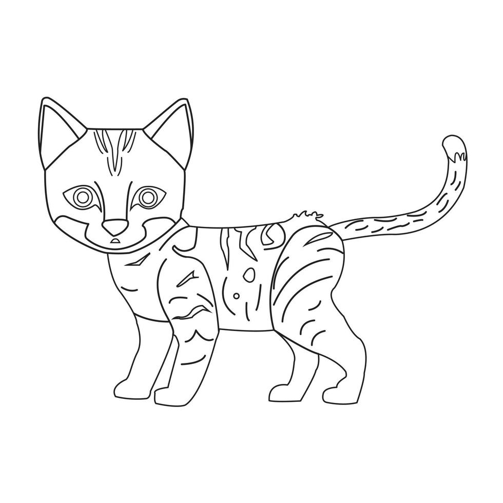 esquema de página para colorear de lindo gato animal página para colorear dibujos animados vector ilustración