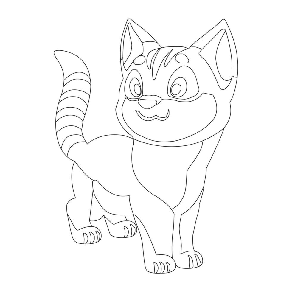 Coloring Page Outline of Cute Cat Animal Coloring Page Cartoon Vector ...