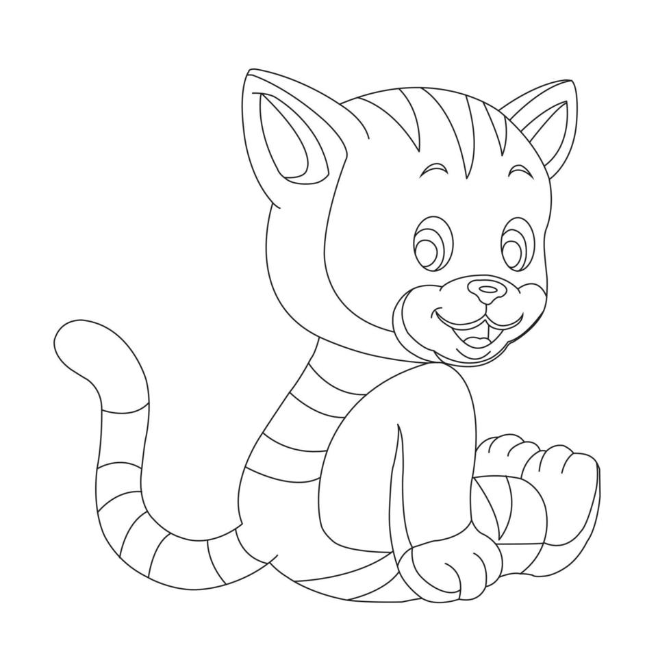 Coloring Page Outline of Cute Cat Animal Coloring Page Cartoon Vector Illustration