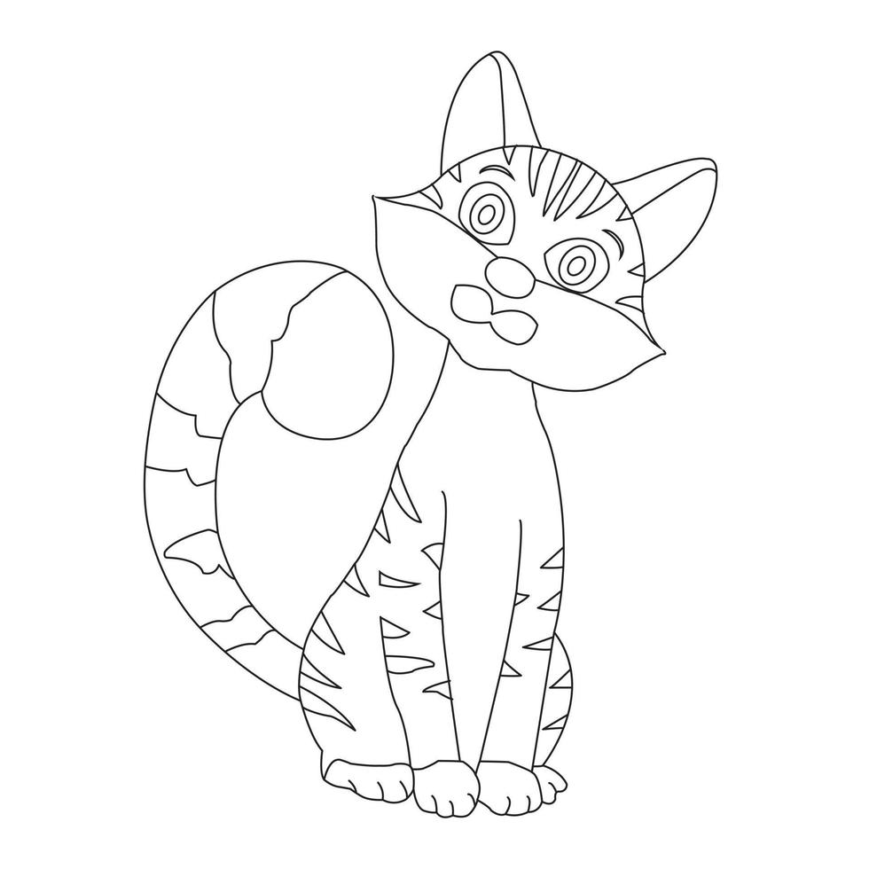 Coloring Page Outline of Cute Cat Animal Coloring Page Cartoon Vector Illustration