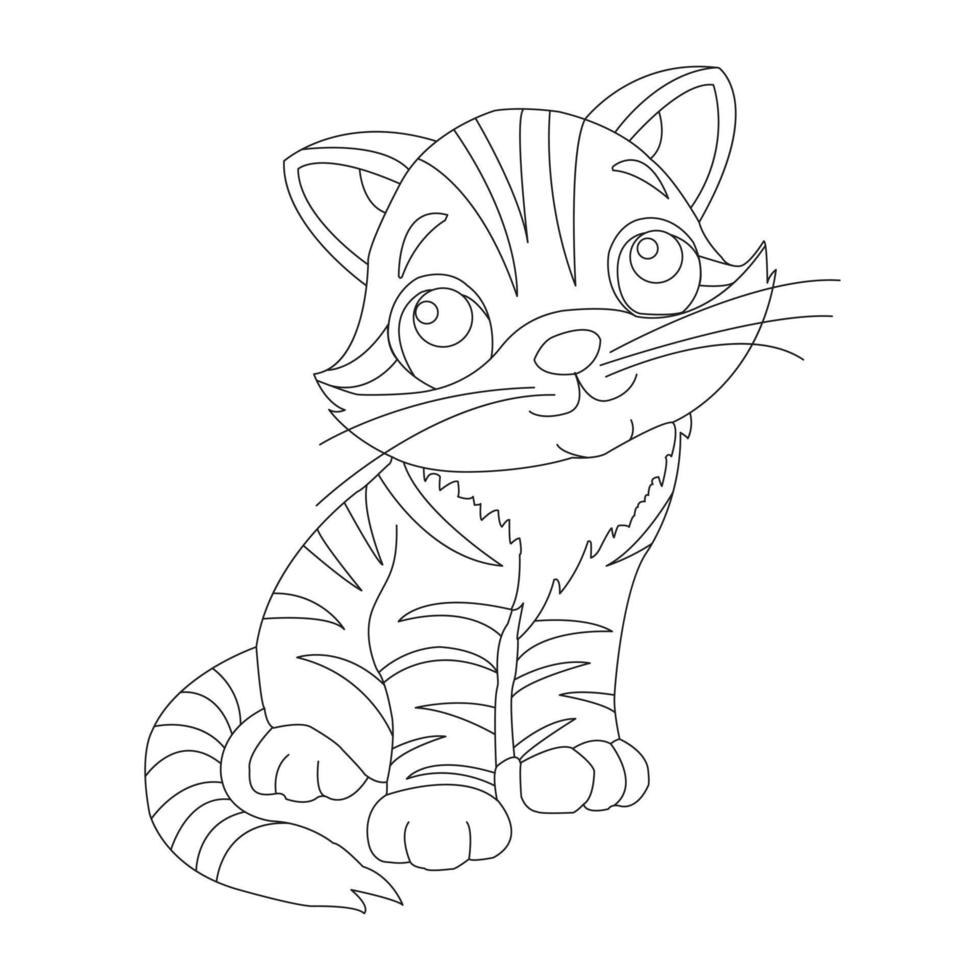 Coloring Page Outline of Cute Cat Animal Coloring Page Cartoon Vector Illustration